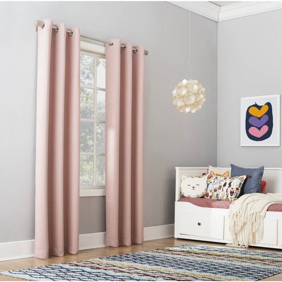 NWT Sun Zero Blush Pink Riley Blackout Grommet (1) Curtain Panel - 95x40 - Picture 1 of 7